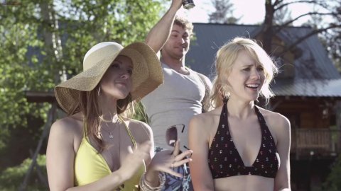 Kristen Hager, Crystal Lowe - Sex Scenes in A Little Bit Zombie (2012)